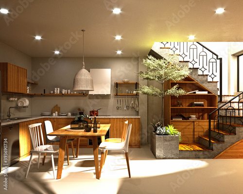 3d render of kitchen