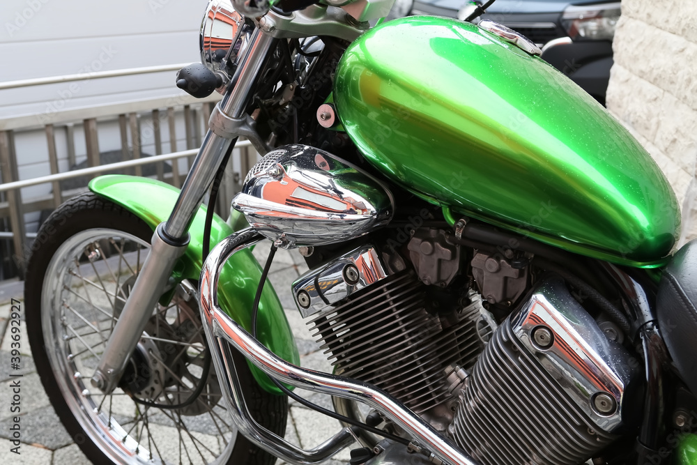 customized, green motorcycle customized, green motorcycle