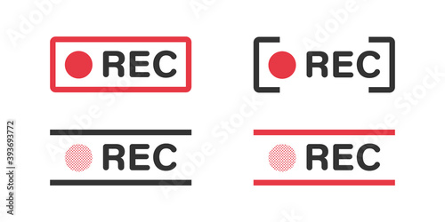 Recording icons. Recording sign. Concept currently recording, rec symbol. Vector illustration