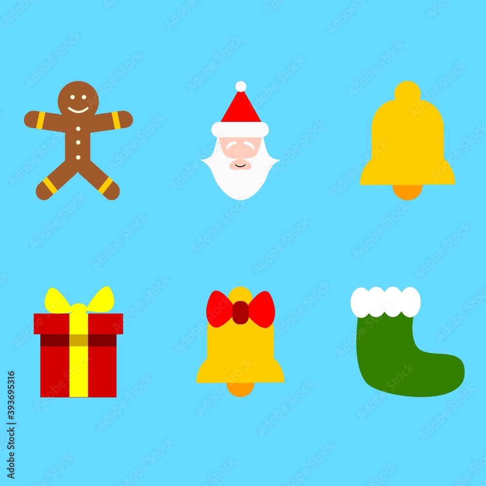 christmas icon symbol. 6 sets of christmas icon designs with colorful flat style. used for brochure and poster banner templates
