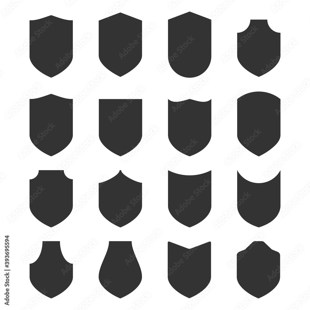 Shield icons set. Vector illustration.