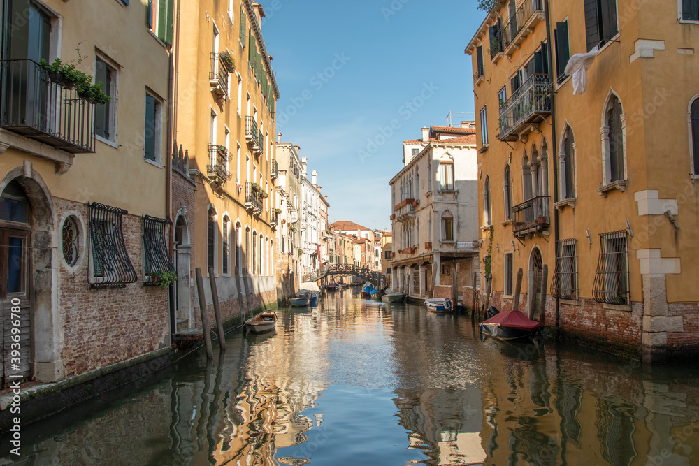 City of Venice with its characteristic landscapes with canals, bridges and alleys.
