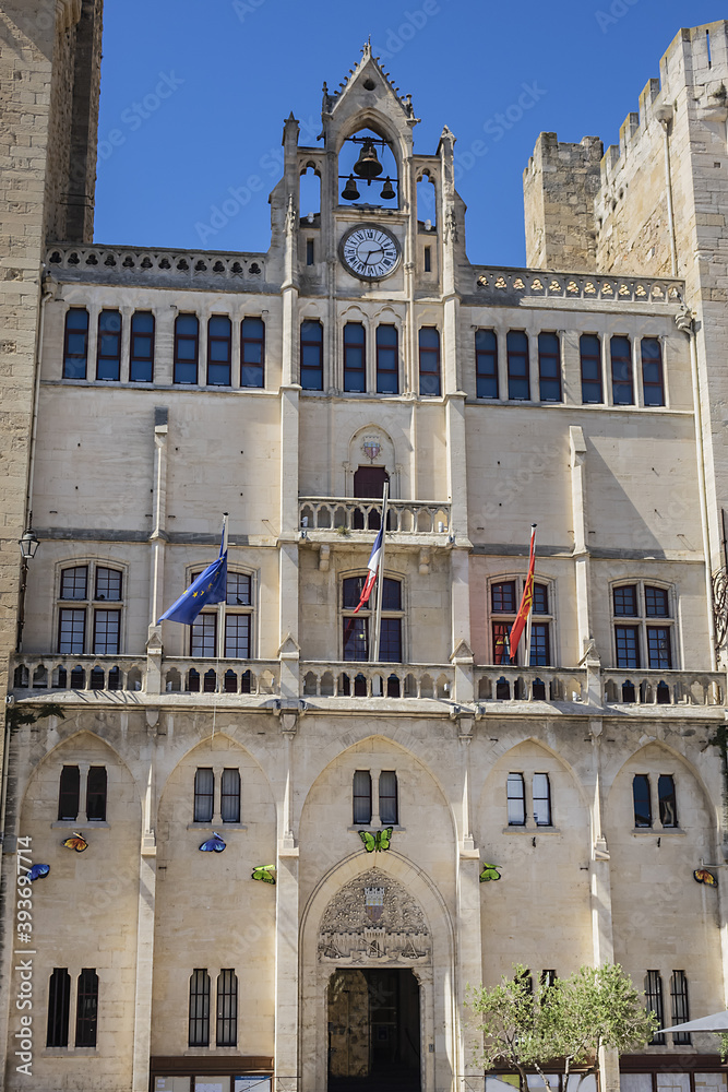 Palace of the Archbishops (Palais des Archeveques), former medieval bishop palace (12th century), today city hall and museum. Narbonne, France.
