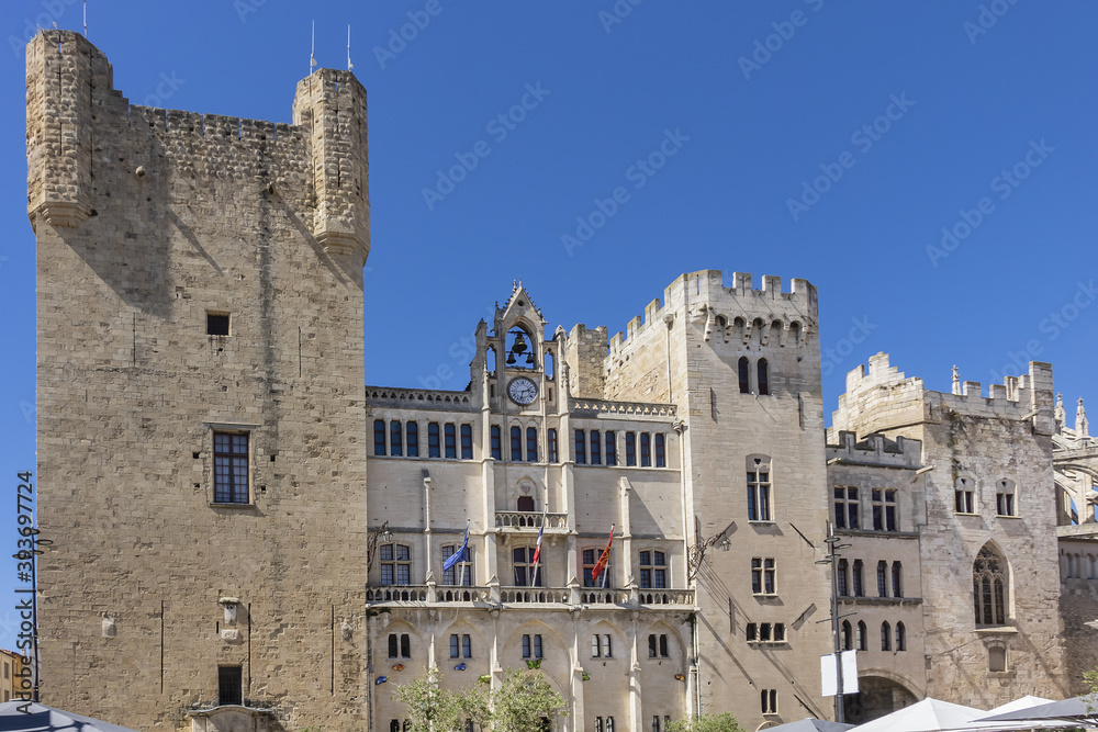 Palace of the Archbishops (Palais des Archeveques), former medieval bishop palace (12th century), today city hall and museum. Narbonne, France.