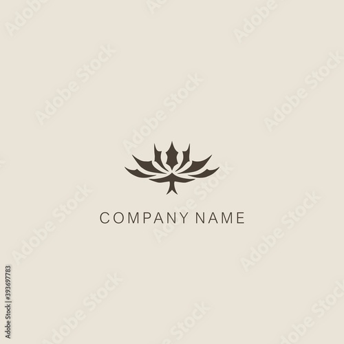 A symbol or logo of a simple, minimalistic, stylized flower shape, consisting of several elements. Made with a spot.