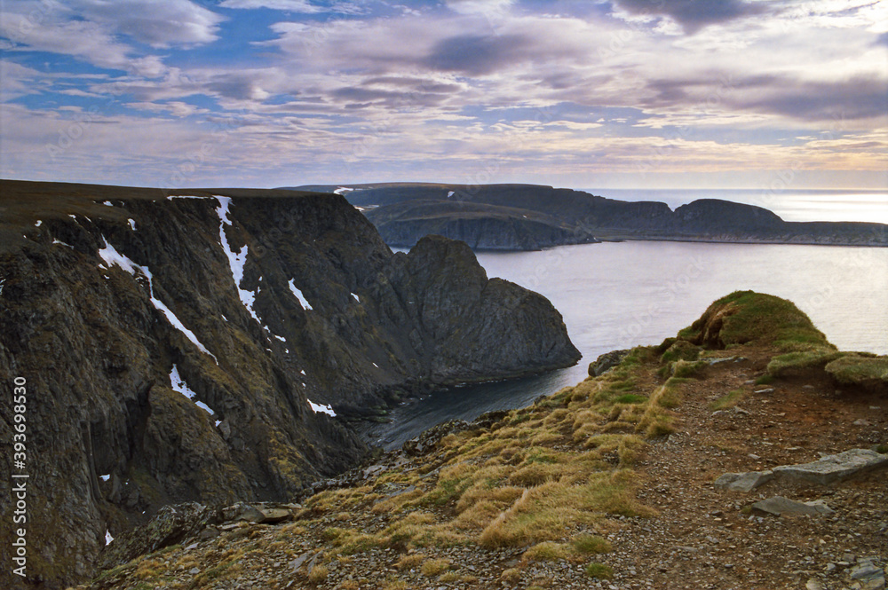 Looking out towards the Arctic Ocean at North Cape, Nordkapp, Norway