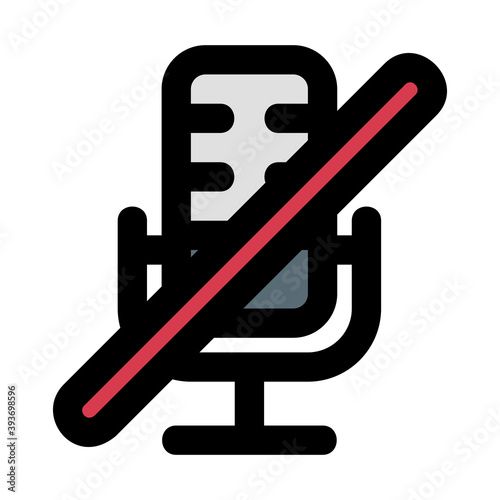Microphone Off icon vector illustration in filled line style for any projects