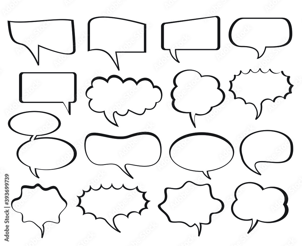 Fototapeta premium A set of comic speech balloons on white background. Vector Illustration.