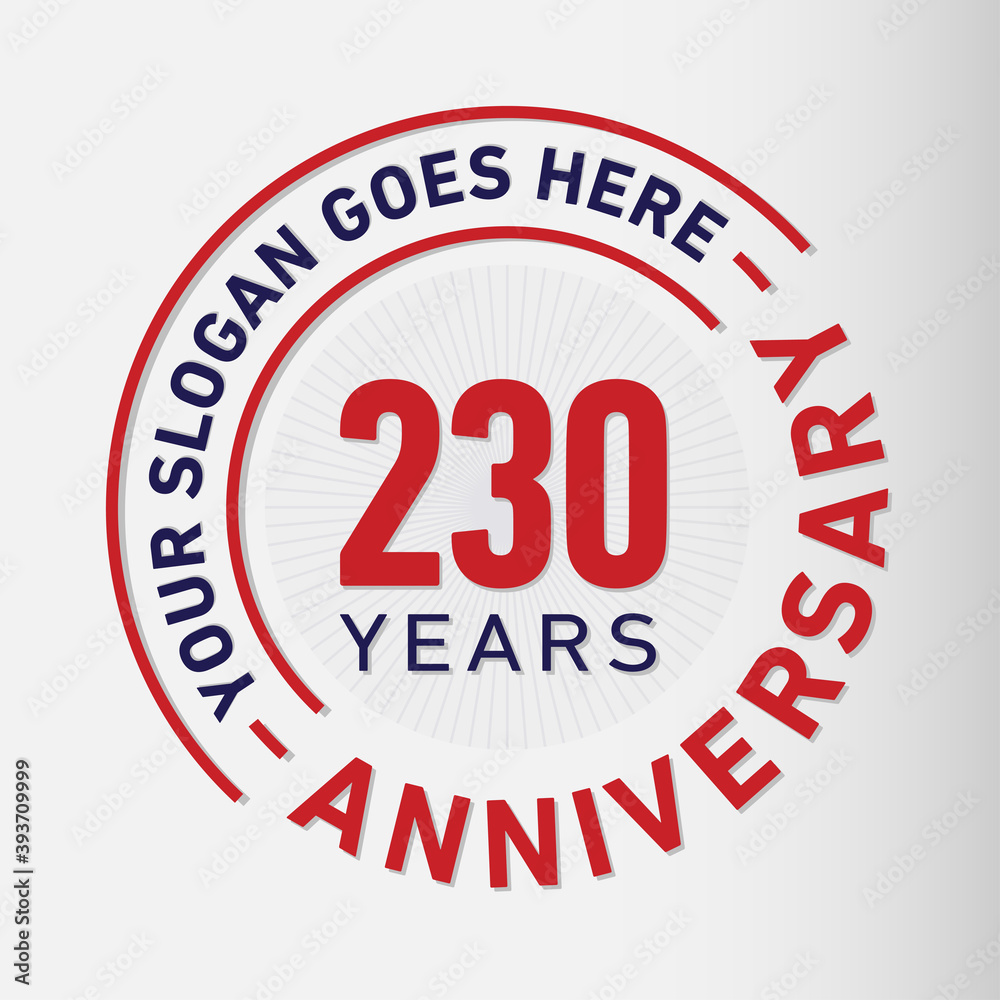 230 years anniversary logo template. 230th years anniversary celebration design. Vector and illustration.
