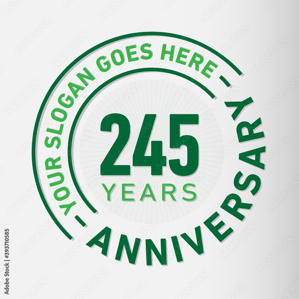 245 years anniversary logo template. 245th years anniversary celebration design. Vector and illustration.
245 years anniversary logo template. 245th years anniversary celebration design. Vector and illustration.