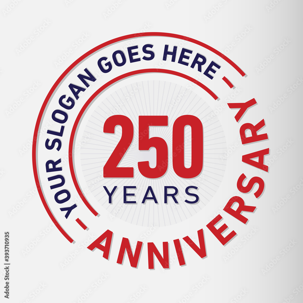250 years anniversary logo template. 250th years anniversary celebration design. Vector and illustration.
250 years anniversary logo template. 250th years anniversary celebration design. Vector and illustration.