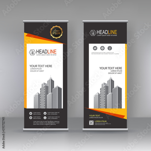 Roll up business brochure flyer banner design vertical template