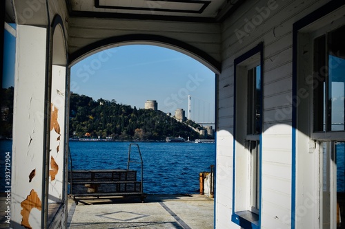 View of Rumeli Fortress and Bosporus with bridge photo