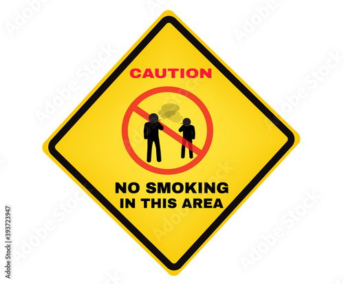 Free Download Accident Prevention signs, CAUTION board with message NO SMOKING IN THIS AREA, beware and careful yellow rhombus Sign, warning symbol, vector illustration. - GFXLoad