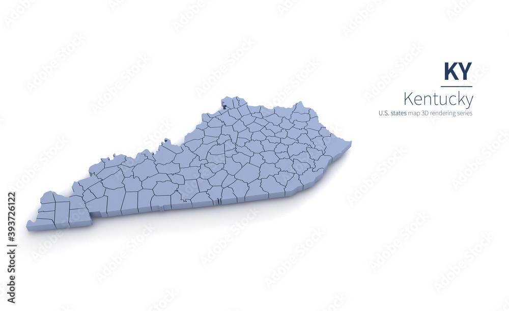 Kentucky State Map 3d. State 3D rendering set in the United States. Kentucky State Map 3d. State 3D rendering set in the United States.