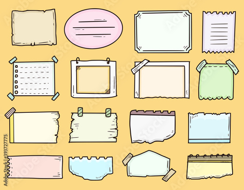 Set bullet journal frame notes to do list drawing doodle vector collection