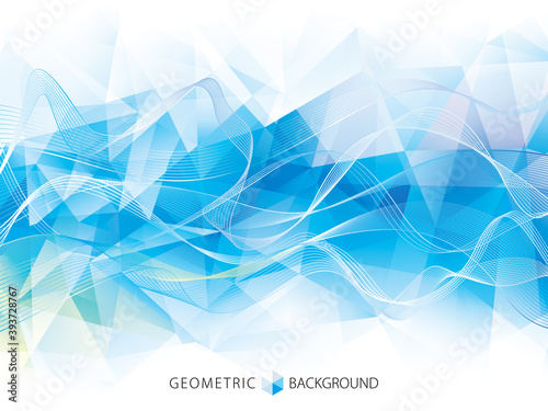 Geometric polygonal pattern with wave lines abstract modern background design.