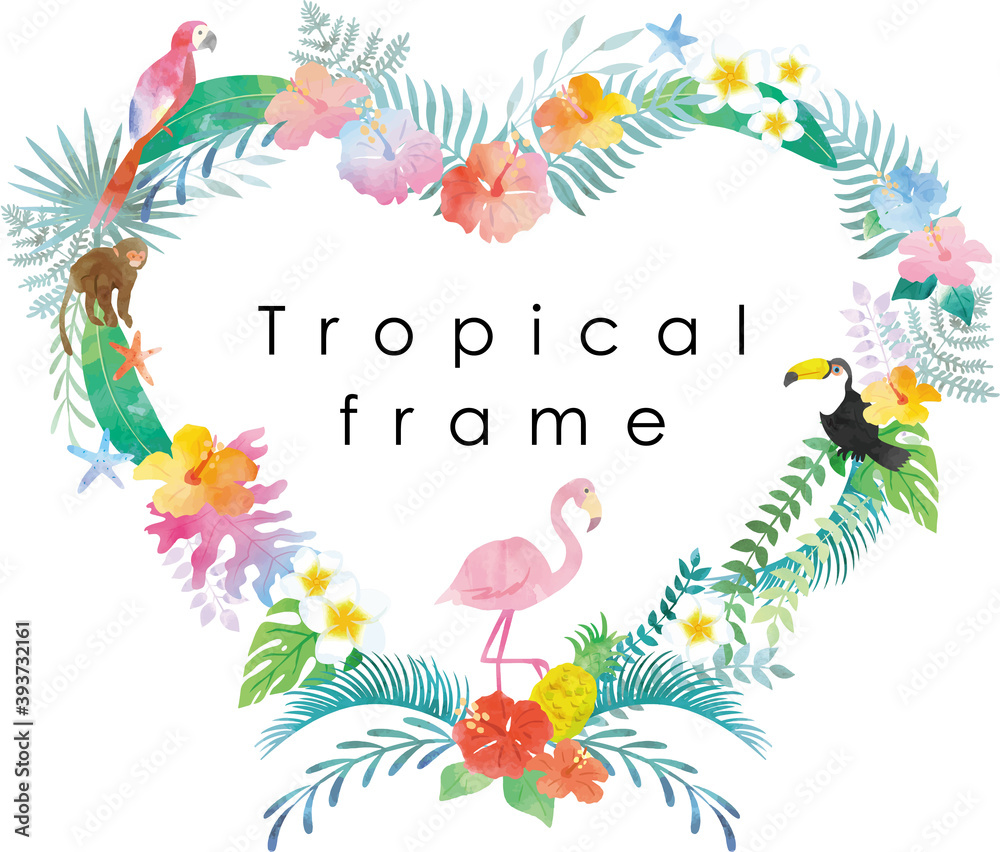 Fototapeta premium Heart tropical decoration frame
