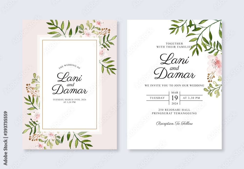 Obraz wedding invitation template with watercolor floral