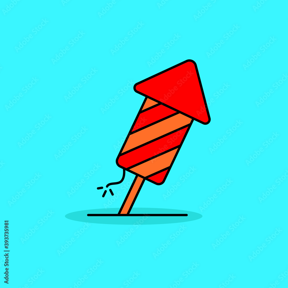 Simple firework vector illustration isolated on blue background. Linear color style of firework icon Simple firework vector illustration isolated on blue background. Linear color style of firework icon