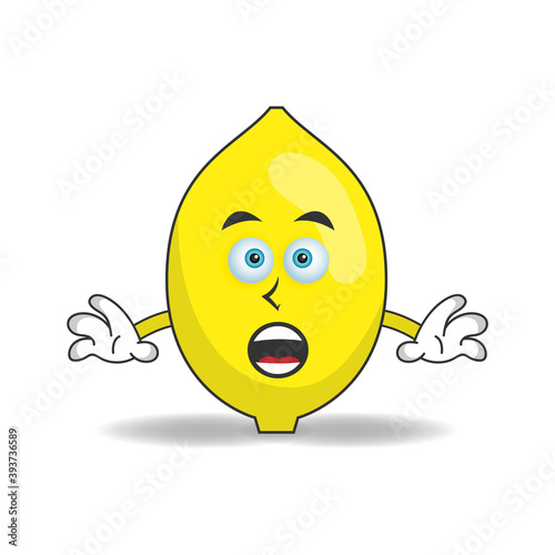 Lemon mascot character with shocked expression. vector illustration