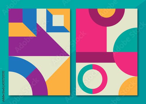 abstract geometric banners, colorful geometric background cover