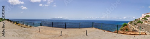 A clear view of the Atlantic Ocean as seen from the plaza of Presidio in Sao Filipe  Fogo  Cabo Verde