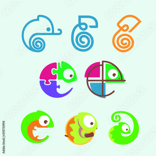 Chameleon animal reptile icon logo design