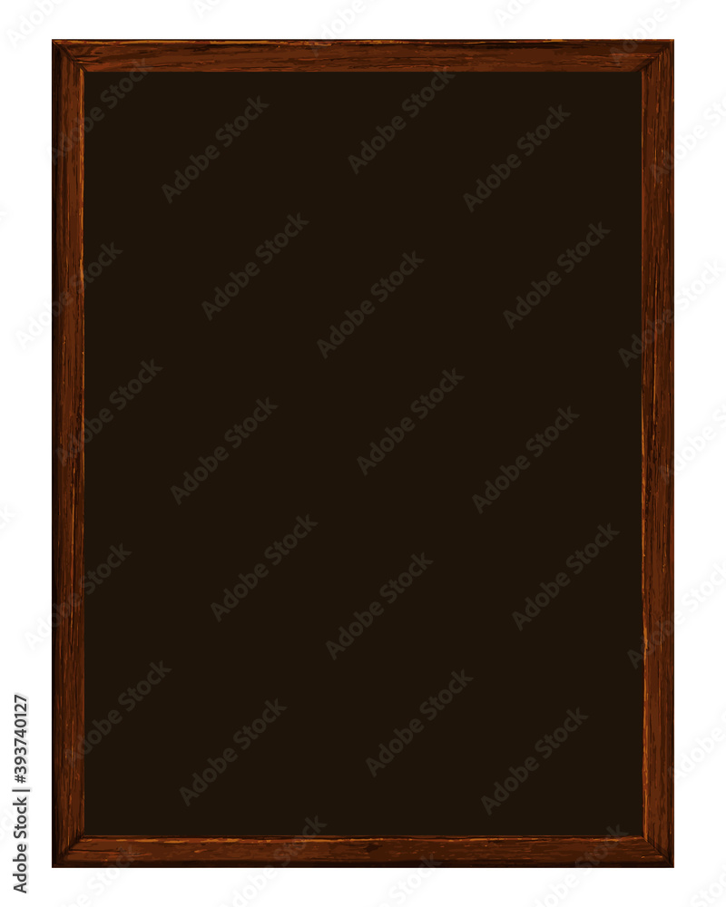 Illustration of a wooden frame with black inside. Vector illustration on a white background. Illustration of a wooden frame with black inside. Vector illustration on a white background.