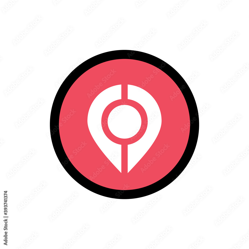 Location pointer logo icon design, map pin symbol, circle shape sign Location pointer logo icon design, map pin symbol, circle shape sign
