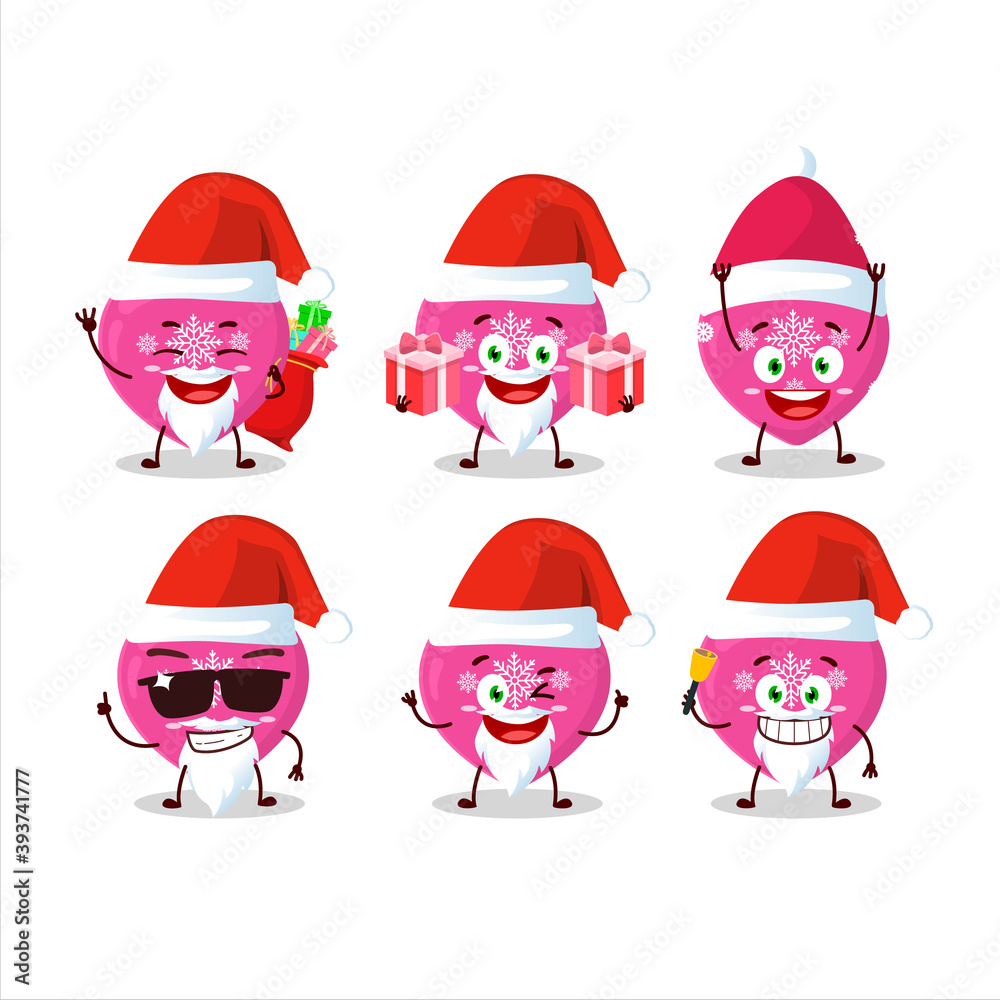 Fototapeta premium Santa Claus emoticons with love pink christmas cartoon character
