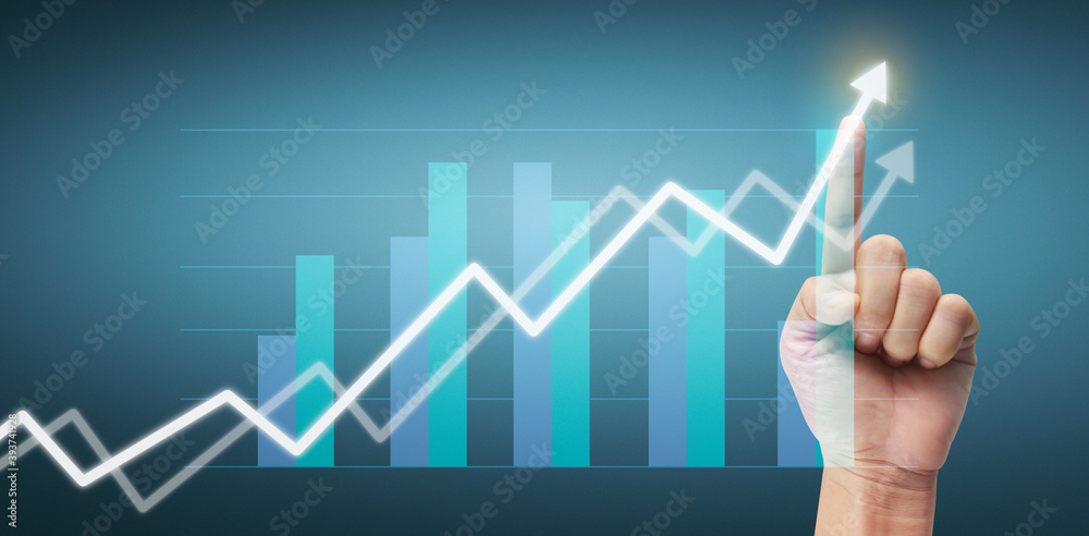 Hand touching a graphs of financial indicator accounting market economy analysis chart Hand touching a graphs of financial indicator accounting market economy analysis chart