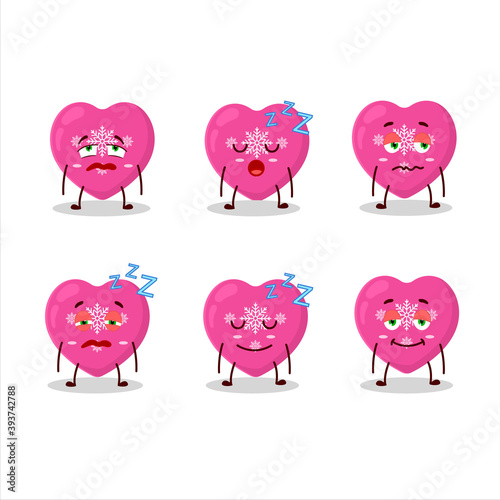 Cartoon character of love pink christmas with sleepy expression