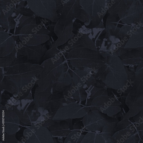 Billede på lærred Dark moody almost black leaf seamless pattern