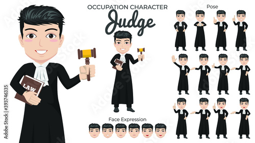 Male Judge Character Set with Variety of Pose and Face Expression
