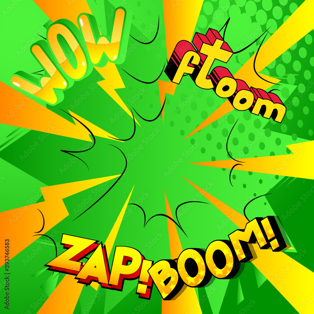 Comic book background with word sound effects. Vector illustrated cartoon, comic book style background.