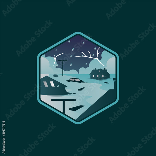 thunderstorm flood natural disaster vector icon
