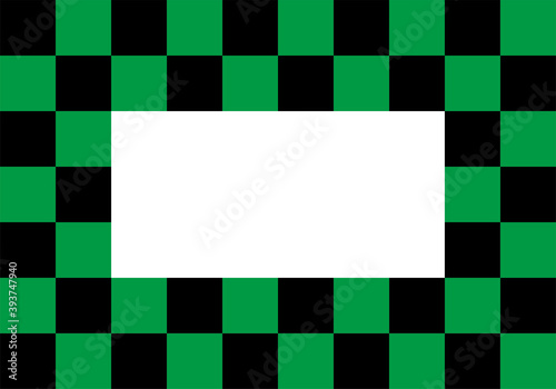 和柄フレーム1 緑と黒の格子模様
