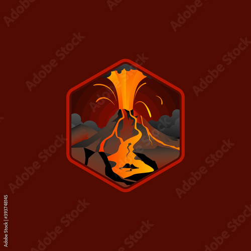 volcano eruption natural disaster vector icon
