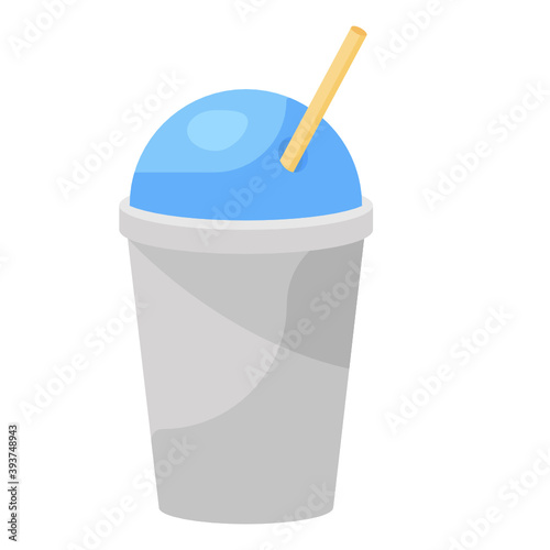 
Soda drink with straw, flat icon of fizzy drink 
