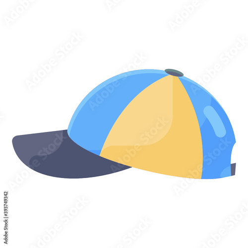  An icon design of p cap  flat vector of sports accessory  