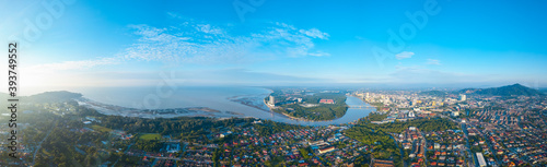 Aerial view of beautiful small city located at Kuantan