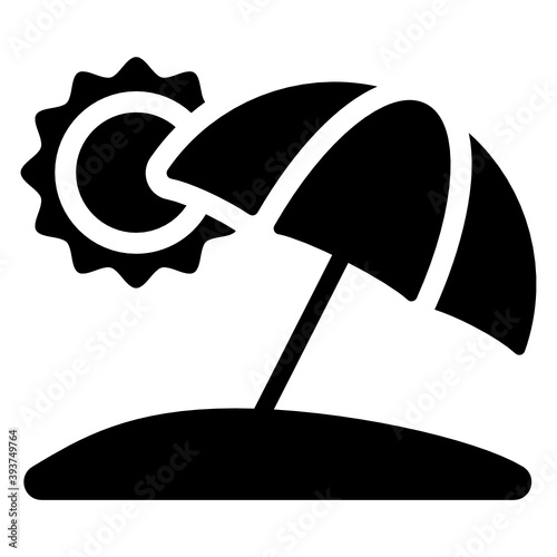 
Editable flatty icon of beach, flatty vector 
