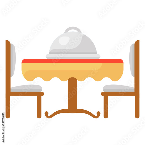 
Romantic dinner arrangements icon in flat style 
