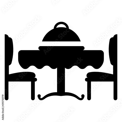 
Romantic dinner arrangements icon in flat style 
