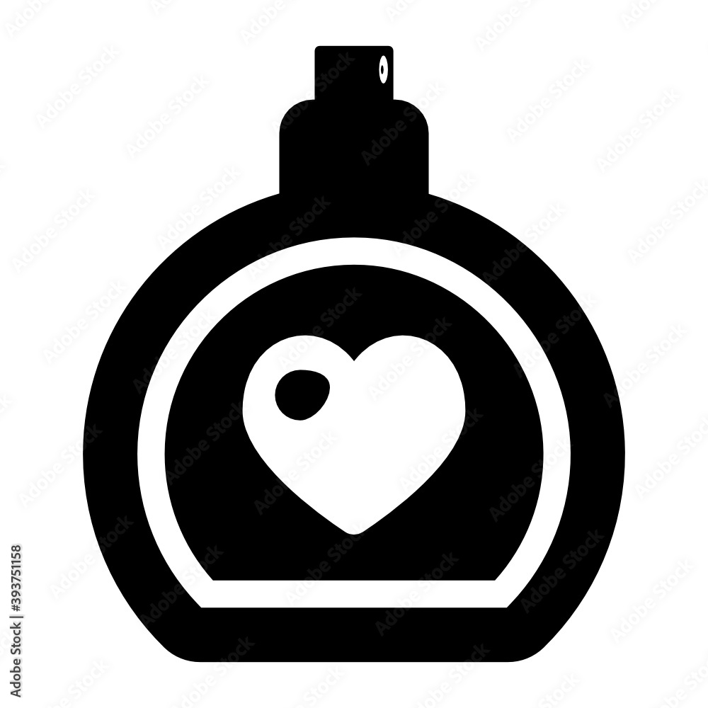 Lovely fragrance glass bottle, flat icon of romantic perfume
Lovely fragrance glass bottle, flat icon of romantic perfume