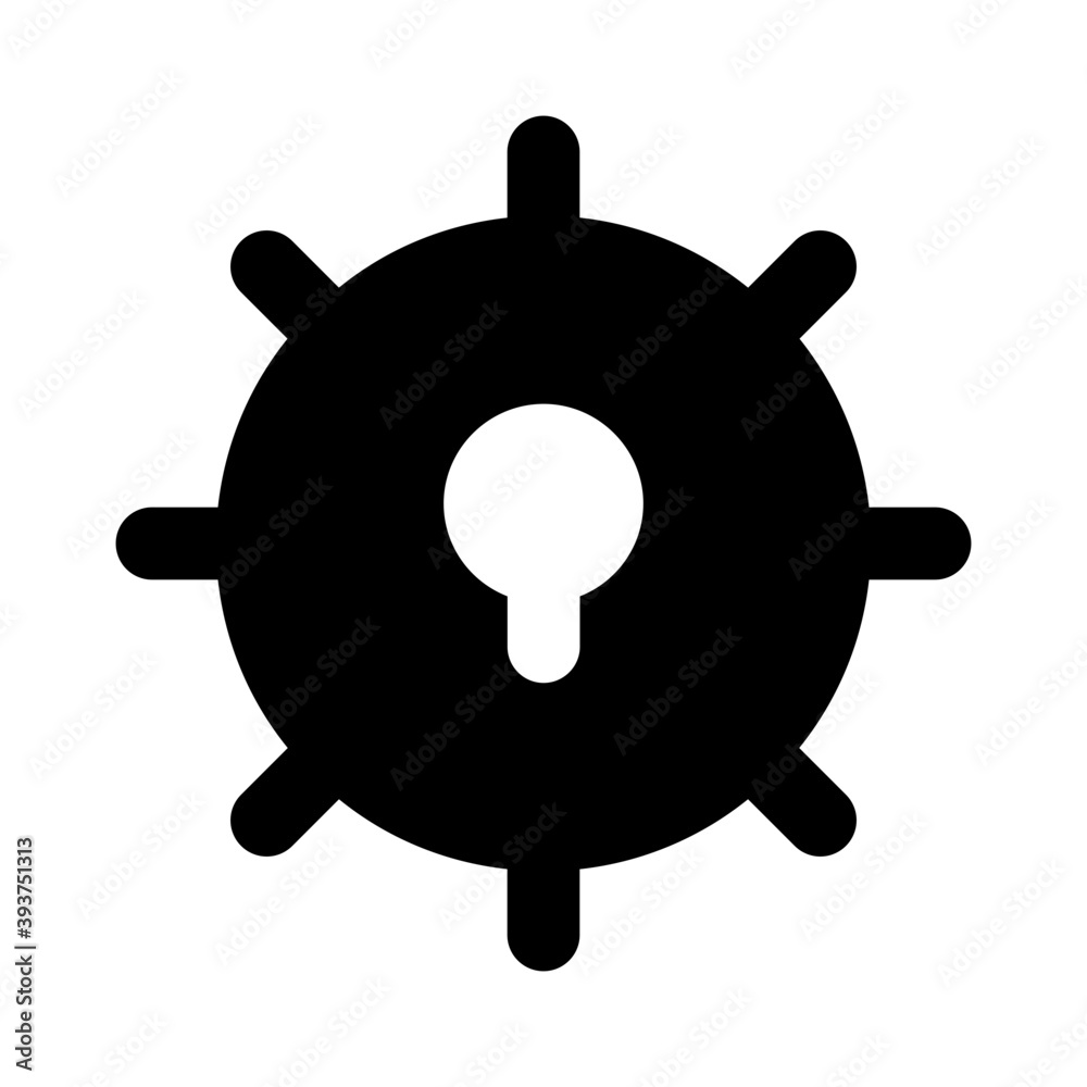 Vault gear icon, keyhole inside locker gear
Vault gear icon, keyhole inside locker gear