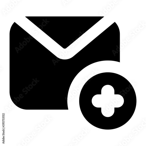 
Plus sign with envelope denoting concept of create mail icon
