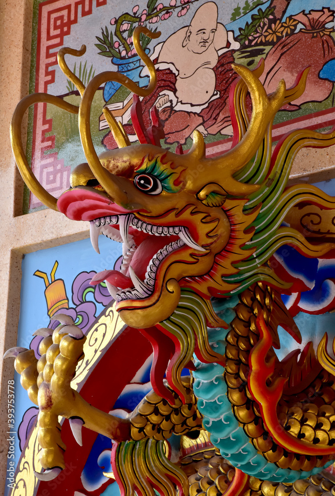 Chinese New Year Dragon Decoration on festive background
