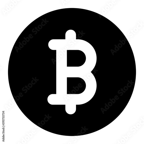 
Decentralized digital currency, glyph design of bitcoin icon
